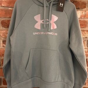 Under Armour Light Blue Hoodie with Metallic Pink Logo